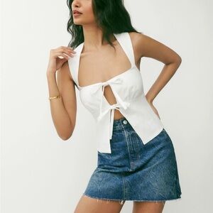 Reformation Azalea Linen Top -white
